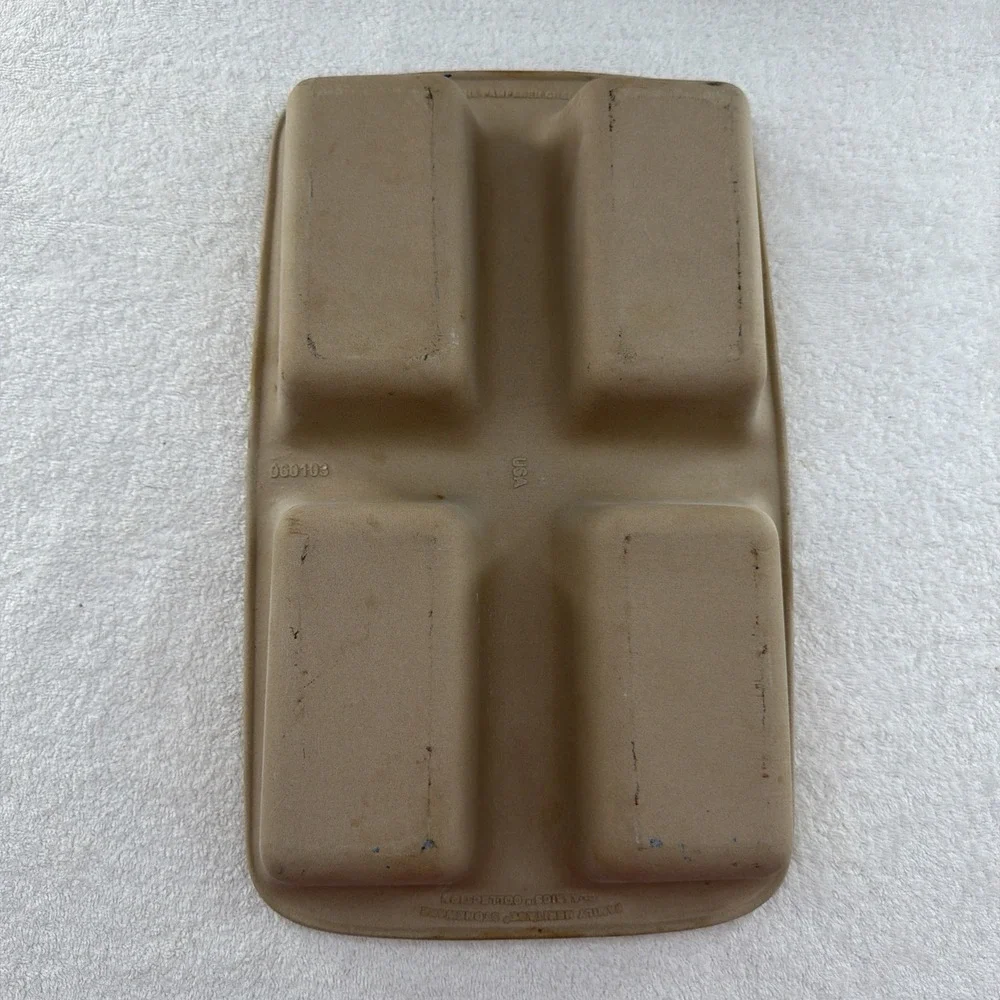 Pampered Chef Mini 4 Loaf Stoneware Bread Pan 15x9 Family Heritage